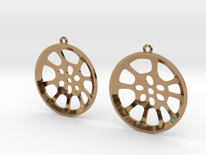 Double Seconds "essence" steelpan earrings, L in Polished Brass