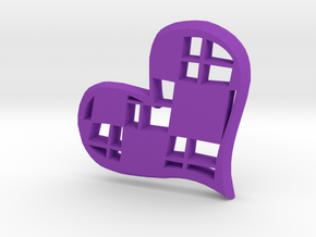Checkered Heart - Pendant in Purple Processed Versatile Plastic