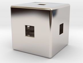 Material Sample (Hollow,) Cube, 10mm in Platinum