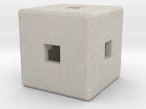 Material Sample (Hollow,) Cube, 10mm in Natural Sandstone
