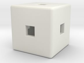 Material Sample (Hollow,) Cube, 10mm in White Natural Versatile Plastic