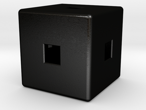 Material Sample (Hollow,) Cube, 10mm in Matte Black Steel