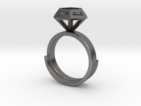 Diamond Ring US 7 3/4 in Polished Nickel Steel