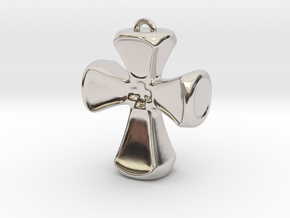 Crusader Cross Pendant/ Keyring Fob in Platinum
