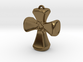 Crusader Cross Pendant/ Keyring Fob in Polished Bronze