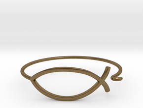 Wire Jesus Fish Bracelet in Natural Bronze