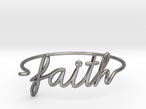 Faith Wire Bracelet in Polished Silver