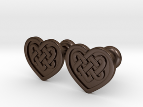 Heart Cufflinks in Polished Bronze Steel
