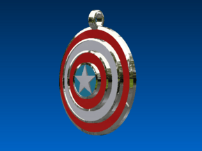 Captain America Shield (Pendant/Keychain) in Fine Detail Polished Silver