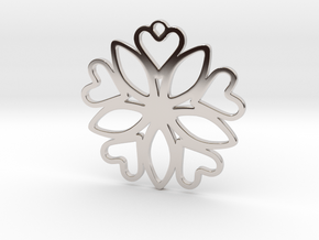 Heart Pendant - Floral  in Rhodium Plated Brass