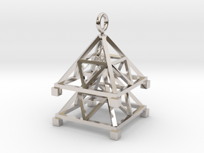 Tetrahedron Jhumka - Indian Bell earrings in Rhodium Plated Brass