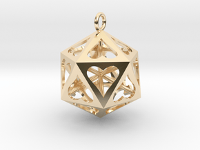 Icosahedron Love pendant in 14k Gold Plated Brass
