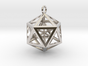 Icosahedron pendant in Rhodium Plated Brass