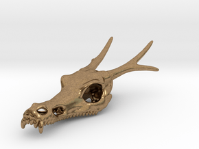 Asian Dragon Skull Pendant in Natural Brass