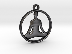 Meditation Charm in Polished and Bronzed Black Steel