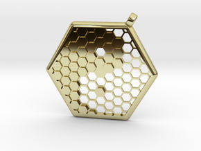 Honeycomb Yin Yang Pendant in 18k Gold Plated Brass