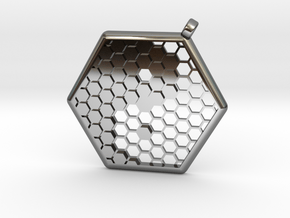 Honeycomb Yin Yang Pendant in Fine Detail Polished Silver