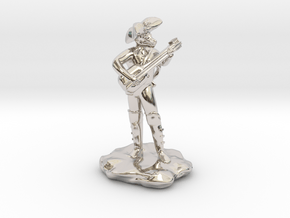 Dragonborn Pirate Bard with Lute and Crossbow in Rhodium Plated Brass