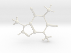 Caffeine Molecule in White Natural Versatile Plastic