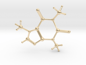 Caffeine Molecule in 14K Yellow Gold