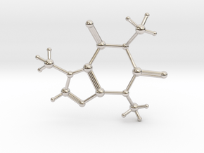 Caffeine Molecule in Rhodium Plated Brass