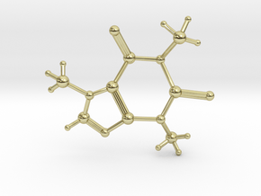 Caffeine Molecule in 18k Gold Plated Brass