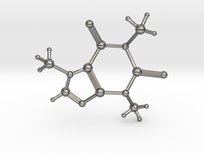 Caffeine Molecule in Fine Detail Polished Silver