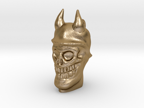 Devil soldier skull pendant in Polished Gold Steel