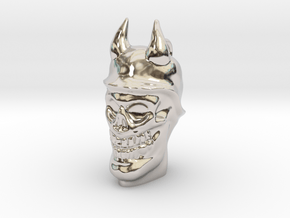 Devil soldier skull pendant in Rhodium Plated Brass