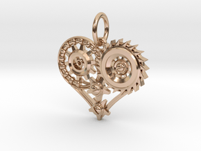 Mech Heart Pendant Mini in 14k Rose Gold Plated Brass
