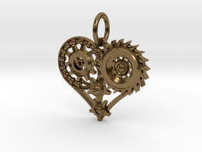 Mech Heart Pendant Mini in Polished Bronze