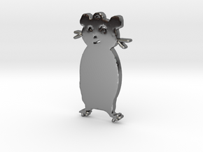 Hamster Standing Necklace Pendant in Fine Detail Polished Silver