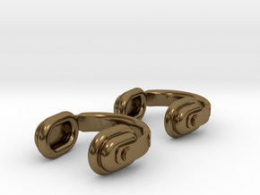 Headphones Cufflinks in Polished Bronze