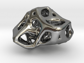 Organic Voronoi Pendent in Fine Detail Polished Silver