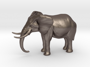 Elephant 4 inch height full color in Polished Bronzed Silver Steel