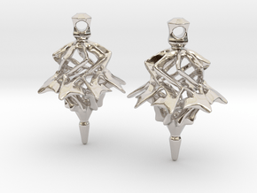 Surreal Lantern Earrings - Standard Pair in Rhodium Plated Brass