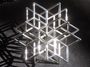 Rhombic Hexecontahedron, 1.65mm round struts in Polished Silver