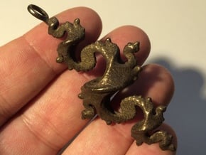 Dragon Pendant 6cm in Polished Bronze Steel