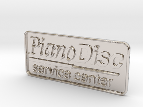 PianoDisc Service Center Logo Plaatje in Rhodium Plated Brass