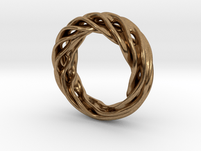 Fluid Wave Ring in Natural Brass