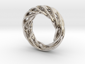 Fluid Wave Ring in Rhodium Plated Brass
