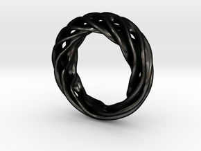 Fluid Wave Ring in Matte Black Steel