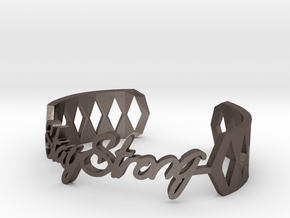 Bracelet:Stay Strong in Polished Bronzed Silver Steel: Medium