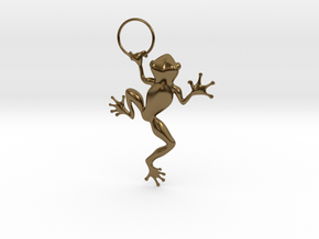 Frog Hug Pendant in Polished Bronze