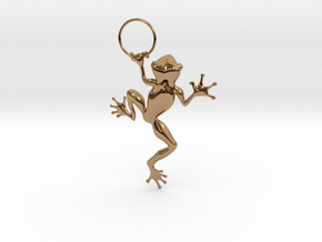 Frog Hug Pendant in Polished Brass