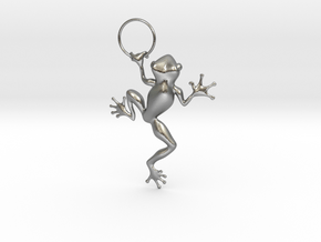 Frog Hug Pendant in Natural Silver