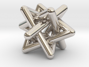 Four Tangled Triangles Small in Rhodium Plated Brass