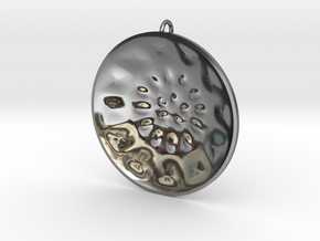 Low Tenor "Surface" steelpan pendant, L in Fine Detail Polished Silver