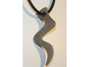 Curved Pendant - Water Element in Polished Bronzed Silver Steel