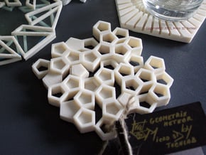 Almost Beehive - 3D Printed Geometrical Coaster in White Natural Versatile Plastic